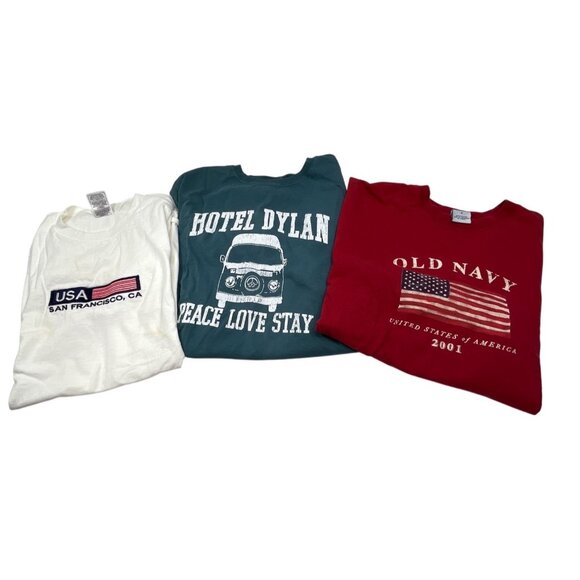 Lot Of 3 Graphic Tees USA Old Navy Hotel Dylan Fruit Of The Loom Medium 13e - Picture 13 of 16
